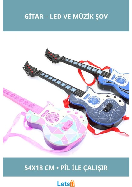 Müzikli LED Işıklı 54CM Eğlenceli Gitar