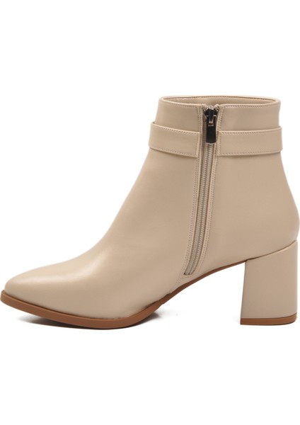 Krem Içi Kürklü Fermuarlı Kadın Topuklu Bot PC-54975 Z fırsatları