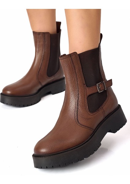 Taba Hakiki Deri Lastikli Chelsea Kadın Bot