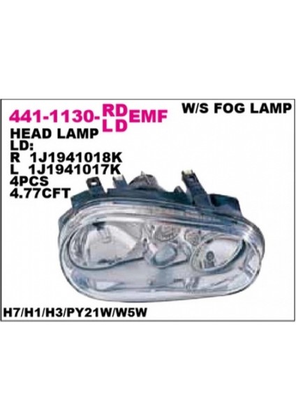 Far Golf4 1999-2003 Sisli Sol (1 Adet) (Oem No: 1J1941017K)