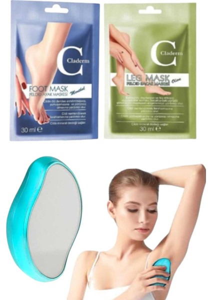 3'lü Set Ayak Bacak Peeling Kil Bakım Maske Kristal Epilasyon Taşı Ağda Aleti Tüy Dökücü Tüy Silğisi