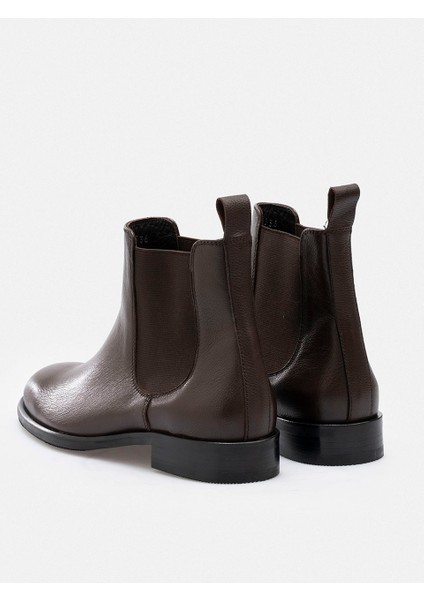 Kahverengi Hakiki Deri Lastikli Chelsea Kadın Bot indirimleri