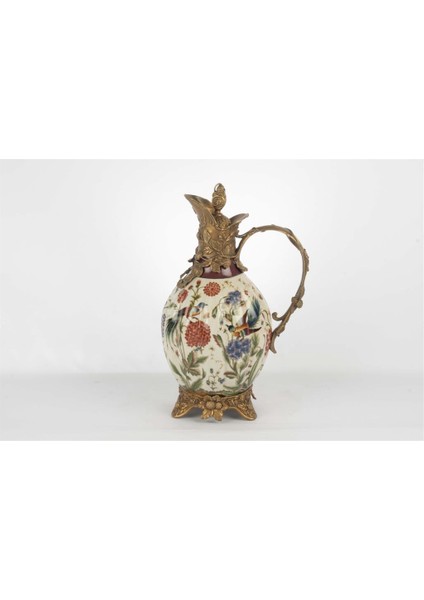 Krem Çiçekli Ibrik 25X37CM