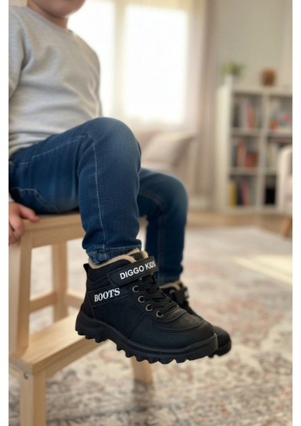 Çocuk Kışlık Kürklü Bot – Suya Dayanıklı, Kalın Taban, Rahat Günlük Ayakkabı