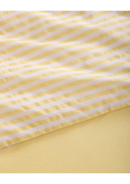 Sarı Çizgili Çift Kişilik Lastikli Çarşaflı Nevresim Takımı fırsatları