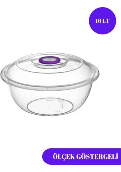 Şeffaf Badya Leğen Kapaklı Ölçek Göstergeli 16 Lt