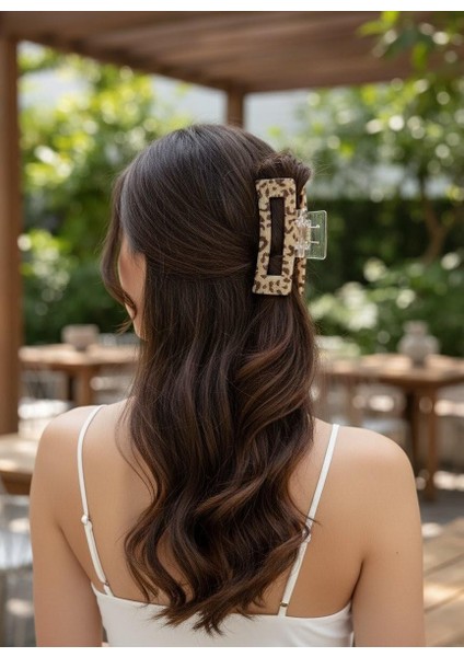 Kadın Leopar Desenli Akrilik Mandal Toka