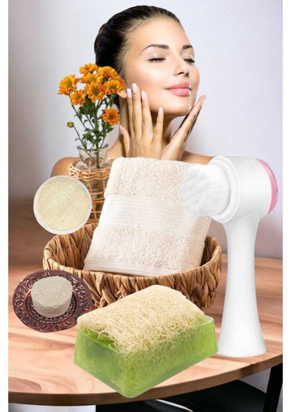 5'li Kabak Lifli Avokado Sabun Yüz Pedi Cilt Temizleme Fırçası Sıkılaştırma Temizleme Peeling Seti modelleri