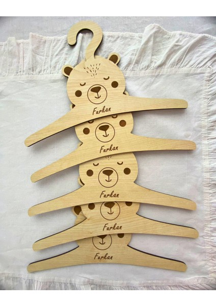 Isme Özel Ahşap Ayı Temalı Mdf Çocuk ve Bebek Askısı, Askılık Bebek Askılığı (7 Adet) modelleri