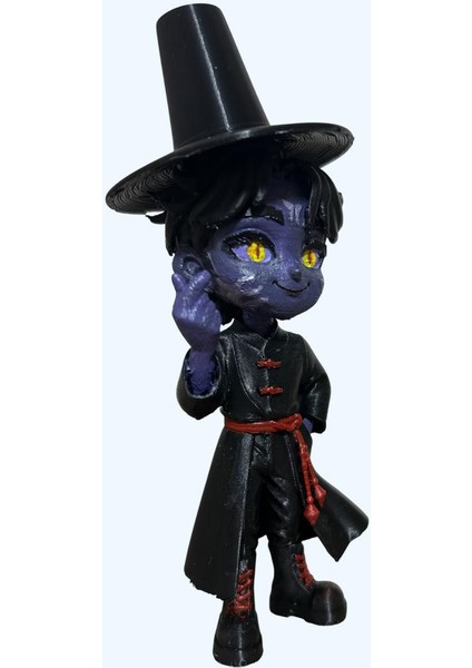Iblis Jinu Figürü | El Boyama 3D Koleksiyon Figürü | K-Pop Demon Hunters Tarzı | Şapkalı