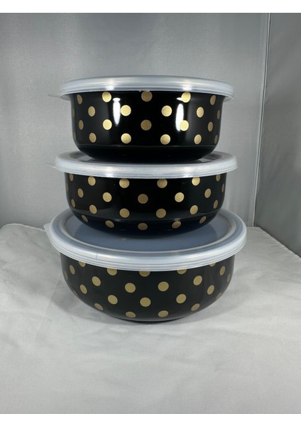 Lüx Emaye 3 Boy Saklama Kabı, Hava Sızdırmaz Emaye Saklama Kabı Organizer