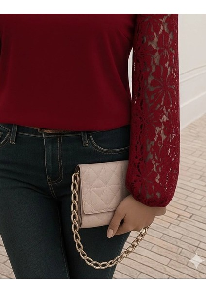 Kadın Uzun Kollu Asimetrik Yakalı Dantelli Ithal Krep Bluz modelleri