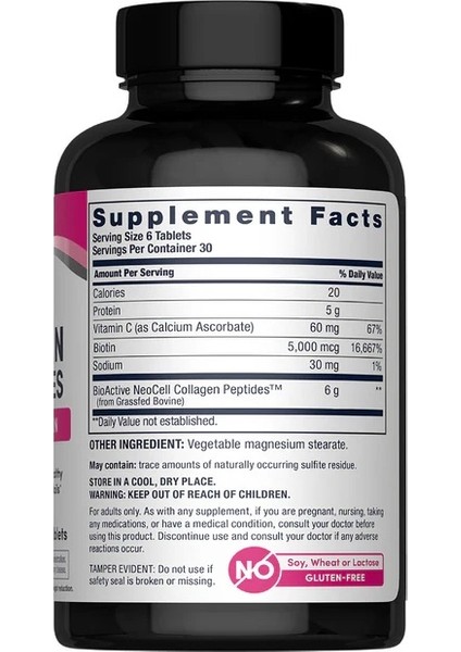 Grassfed Collagen Peptides 6000 Mg 180 Tablet modelleri