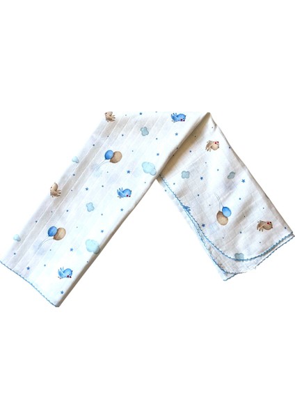 Minika Çok Amaçlı Müslin Örtü Mavi Kuş 80 x 90 cm Yenidoğan Örtü Bez modelleri