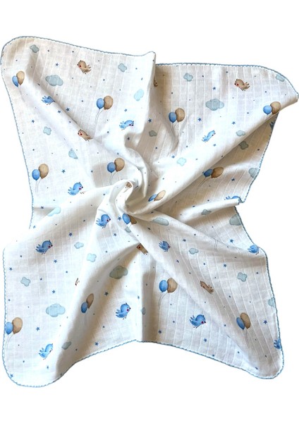Minika Çok Amaçlı Müslin Örtü Mavi Kuş 80 x 90 cm Yenidoğan Örtü Bez indirimleri