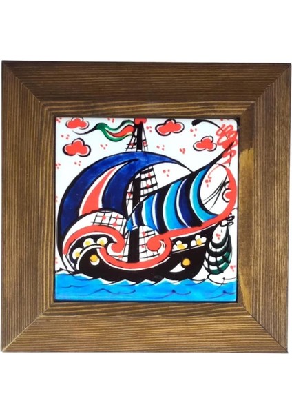 Çerçeveli Gemi Motifli Seramik Tablo, SRMK-2025208