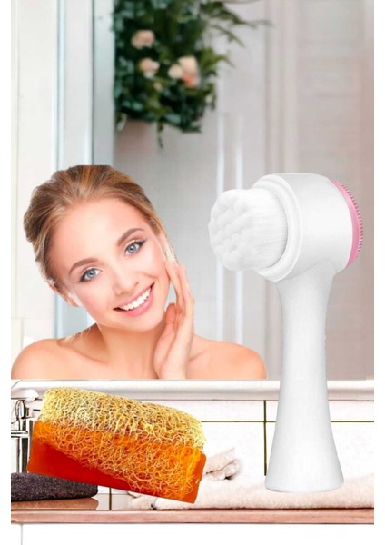 2'li Tüm Cilt Bakım Seti Kabak Kabak Lifli Ballı Sabun Çift Taraflı Yüz Temizleme Fırçası fiyatları