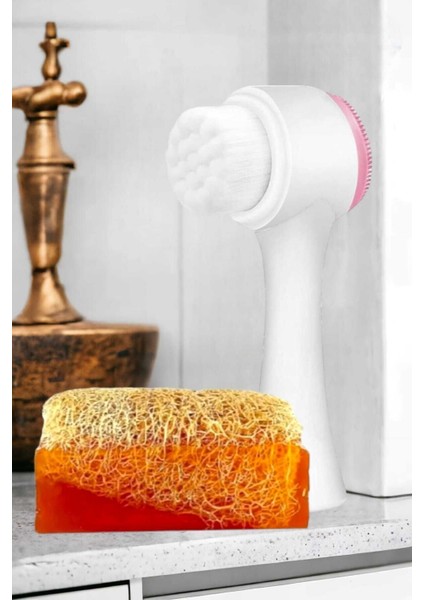 2'li Tüm Cilt Bakım Seti Kabak Kabak Lifli Ballı Sabun Çift Taraflı Yüz Temizleme Fırçası modelleri