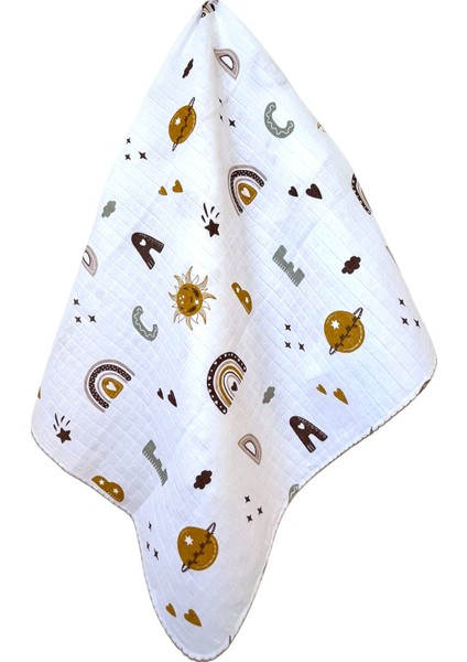 Minika Çok Amaçlı Müslin Örtü Harfler 80 x 90 cm Yenidoğan Örtü Bez modelleri