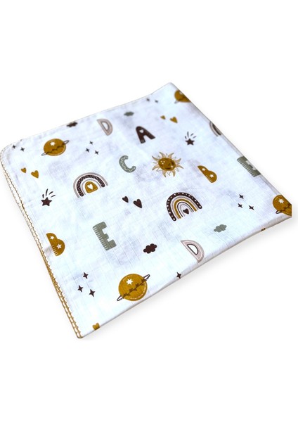 Minika Çok Amaçlı Müslin Örtü Harfler 80 x 90 cm Yenidoğan Örtü Bez indirimleri