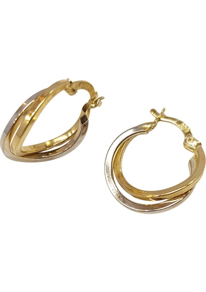 21MM Ikili Halka Küpe 14 Ayar Altın Hd Videolu