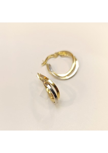 21MM Ikili Halka Küpe 14 Ayar Altın Hd Videolu modelleri