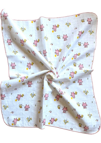 Minika Çok Amaçlı Müslin Örtü Pembe Ayıcık 80 x 90 cm Yenidoğan Örtü Bez indirimleri