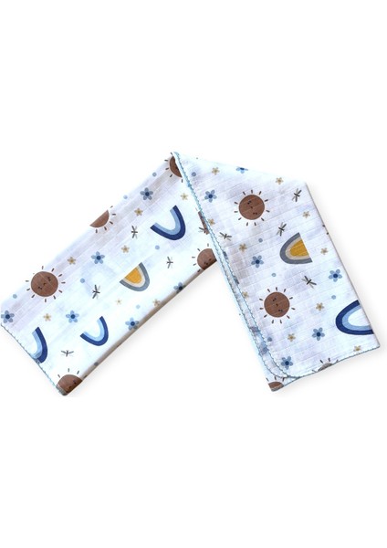 Minika Çok Amaçlı Müslin Örtü Mavi Güneş 80 x 90 Yenidoğan Örtü Bez modelleri