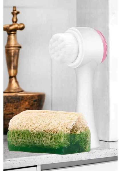 2'li Tüm Cilt Bakım Seti Kabak Lifli Aloe Vera Sabun Çift Taraflı Yüz Temizleme Fırçası modelleri