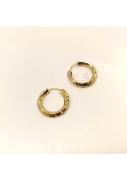 23MM Klasik Piramit Halka Küpe 14 Ayar Altın Hd Videolu modelleri