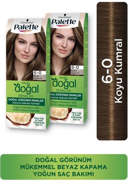 Kalıcı Doğal Renkler Saç Boyası 6-0 x 2 Adet