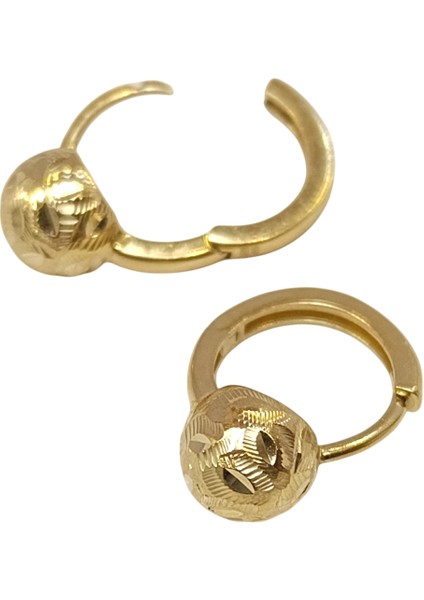 17MM Top Halka Küpe 14 Ayar Altın Hd Videolu