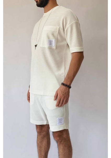 Ekru Alt Üst Şort Tişört Takım modelleri