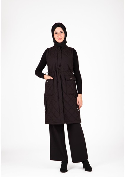 Kapitone Kolsuz Siyah Yelek 9518 fiyatları