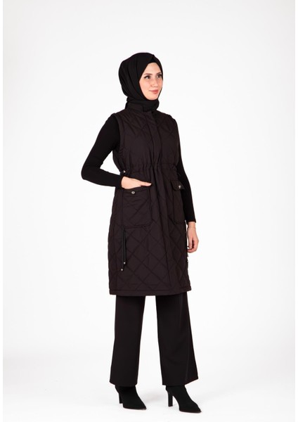 Kapitone Kolsuz Siyah Yelek 9518 modelleri