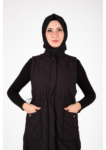 Kapitone Kolsuz Siyah Yelek 9518 indirimleri