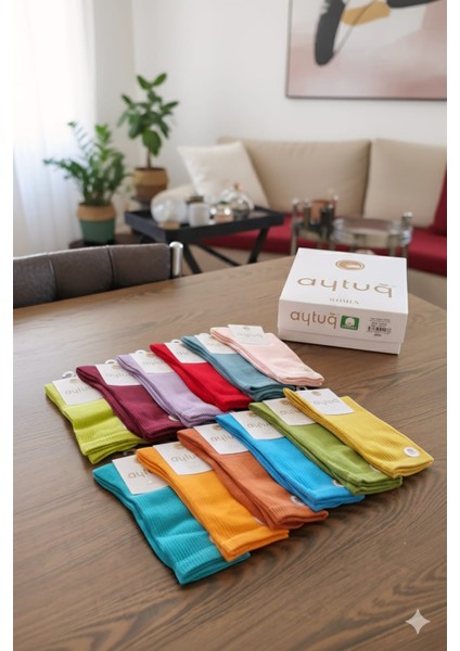 Pamuk Soket Çorabı; Dikişsiz; Mevsimlik ; 36-40 Numara; Asorti 12'li Kutu fırsatları