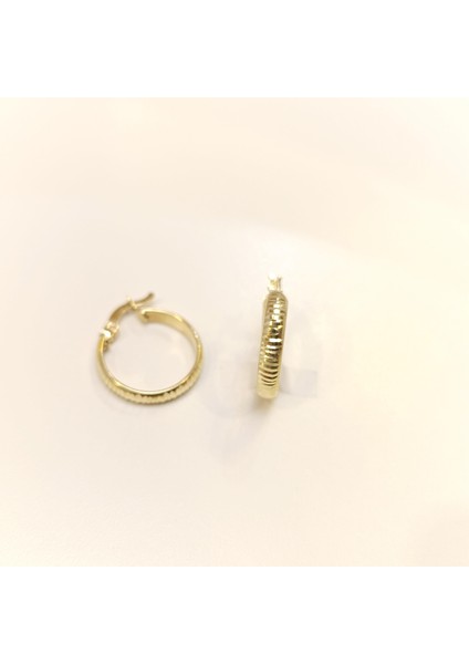 19MM Çizgili Halka Küpe 14 Ayar Altın Hd Videolu fiyatları