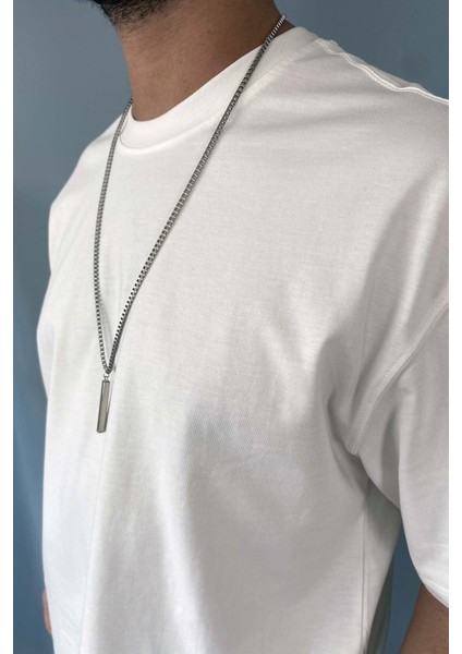 Oversize Fit %100 Pamuk Orta Kalın Dokulu Ekru T-Shirt