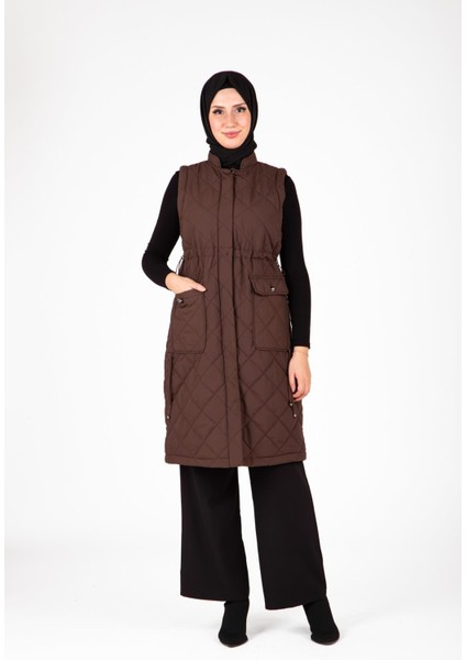 Kapitone Kolsuz Kahve Yelek 9518 fiyatları