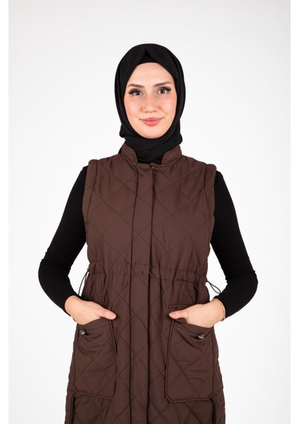 Kapitone Kolsuz Kahve Yelek 9518