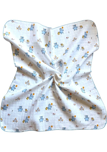 Minika Çok Amaçlı Müslin Örtü Mavi Ayıcık 80 x 90 cm Yenidoğan Örtü Bez fırsatları