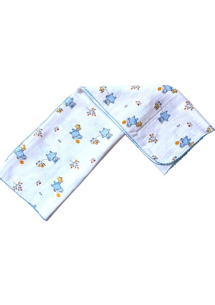 Minika Çok Amaçlı Müslin Örtü Mavi Ayıcık 80 x 90 cm Yenidoğan Örtü Bez indirimleri