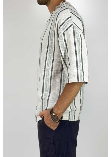 Yeşil Oversize Yazlık Keten Yarım Gömlek fiyatları