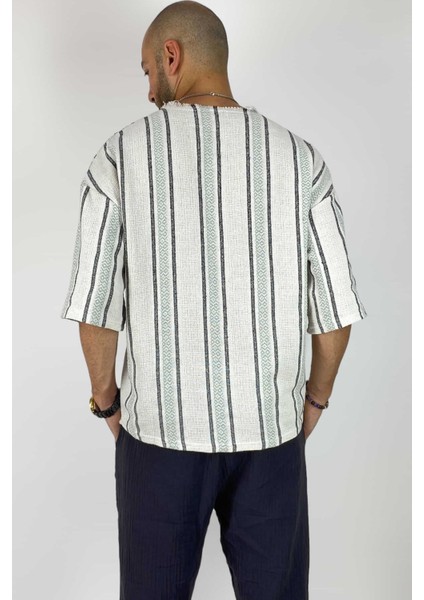 Yeşil Oversize Yazlık Keten Yarım Gömlek fırsatları