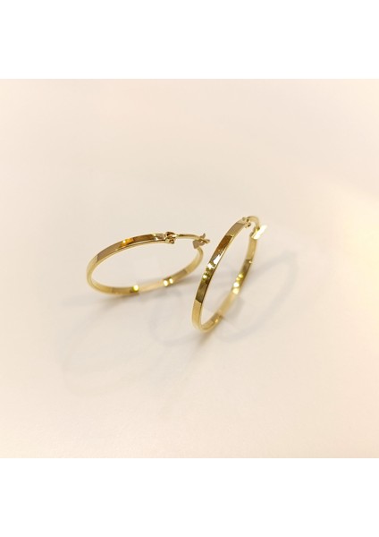 28MM Klasik Ray Halka Küpe 14 Ayar Altın Hd Videolu fırsatları