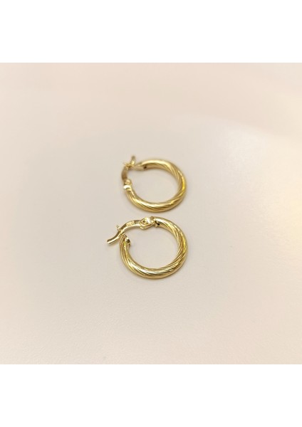 17MM Burgu Halka Küpe 14 Ayar Altın Hd Videolu modelleri