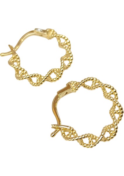 18MM Dna Sarmalı Halka Küpe 14 Ayar Altın Hd Videolu