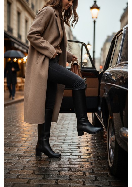 Popin Siyah Uzun Fermuarlı Sivri Burun Kadın Çizme fiyatları