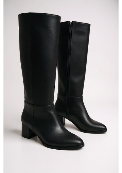 Popin Siyah Uzun Fermuarlı Sivri Burun Kadın Çizme indirimleri